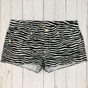 Michael Kors Zebra Print Cut Off Denim Jean Shorts